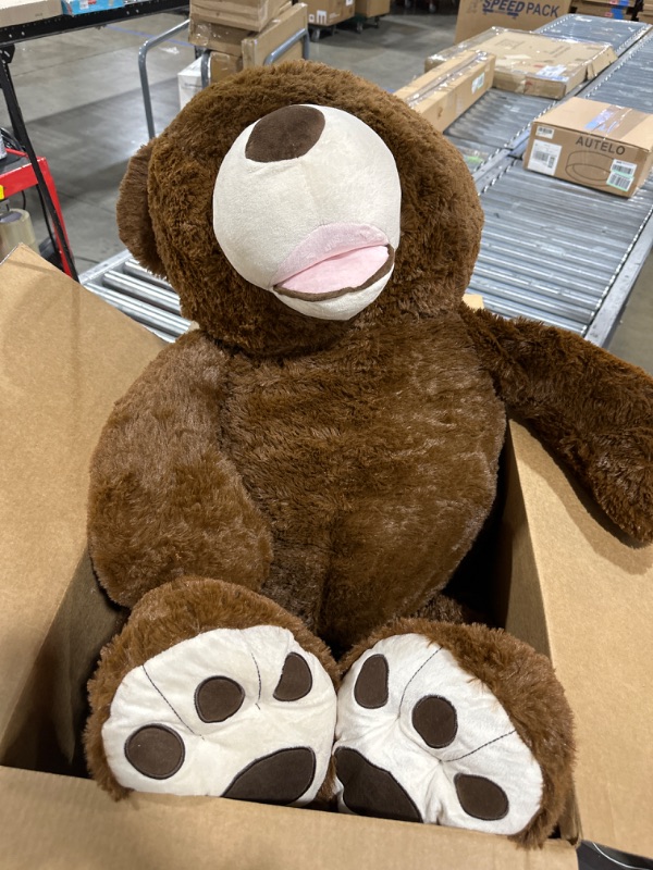 Photo 2 of MorisMos Giant Teddy Bear with Big Footprints Big Teddy Bear Plush Stuffed Animals Dark Brown 51 inches