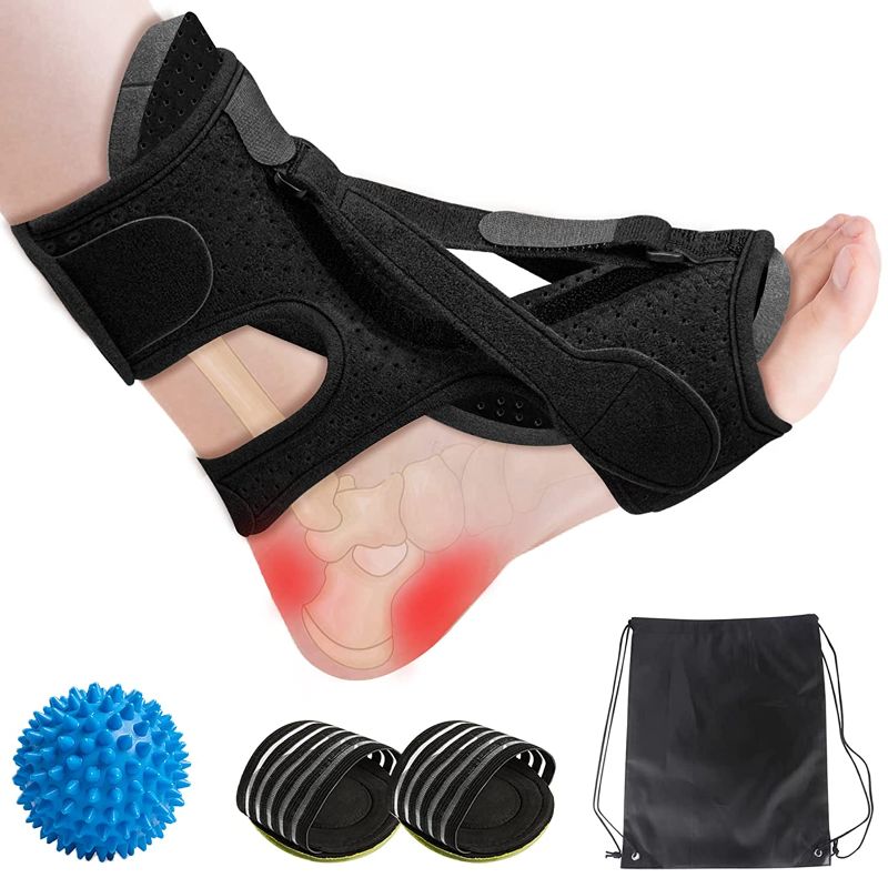 Photo 1 of 2022 Upgrade Plantar Fasciitis Night Splint with 3 Fixing Straps, Adjustable Achilles Tendonitis Relief Night Splints for Plantar Fasciitis, Foot Drop Ankle Pain, Heel Pain, Achilles Tendonitis (Black) 