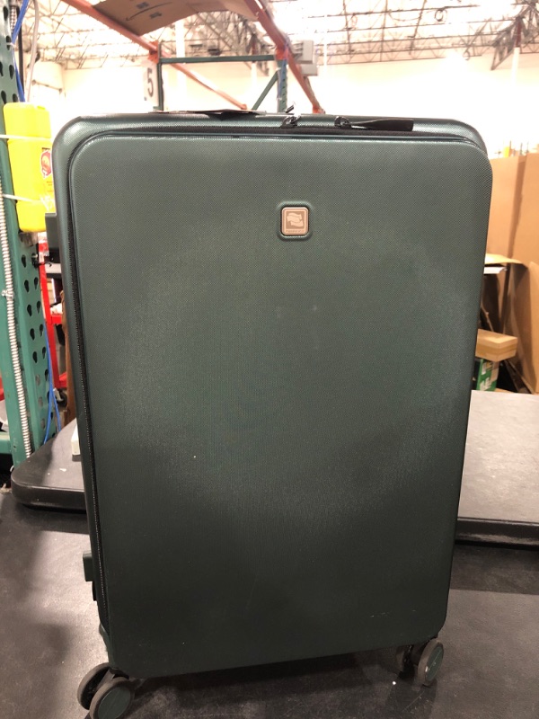 Photo 2 of Hanke Upgrade Checked Luggage Airline Approved with spinner wheels, Upright 24" PC Hard Case Suitcases with Front Laptop Pocket & TSA Lock,Rolling Luggage for Business Travel (Medium-Blackish Green) Checked-Medium 24-Inch Upgrade Blackish Green