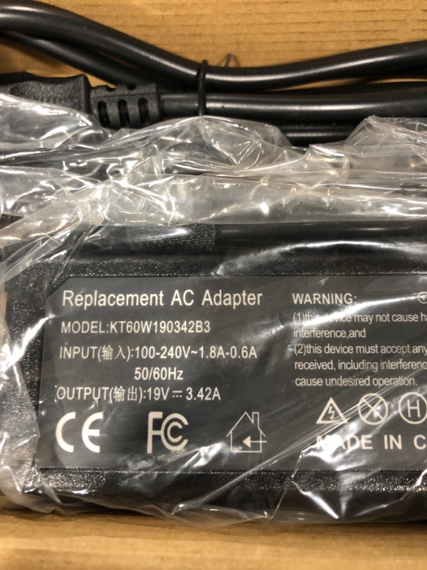 Photo 3 of Laptop replacement AC Adapter- BE•Sell New 19V 3.42A 65WH Adapter Charger Power Supply Cord for Asus AD887320 EXA0703YH PA-1650-66 ADP-65DW ADP-65HB BB ADP-65JH BB SADP-65NB AB X401 X550L X550LA X550LB X550LNV X550ZA

