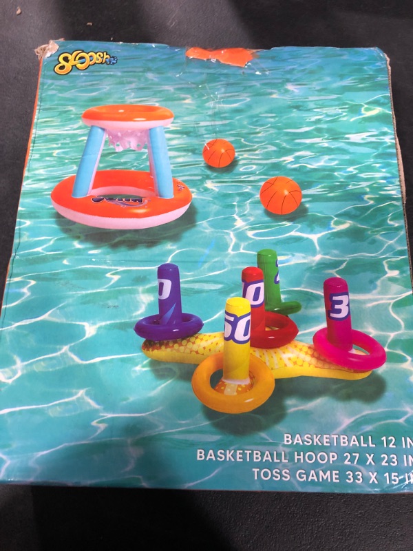 Photo 1 of 2-in-1 Pool Toys Games Set, Inflatable Pool Basketball Hoop & Ring Toss Game, Summer Pool Floats Water Toys for Kids Adults Family, Pool Accessories for Boys Girls
