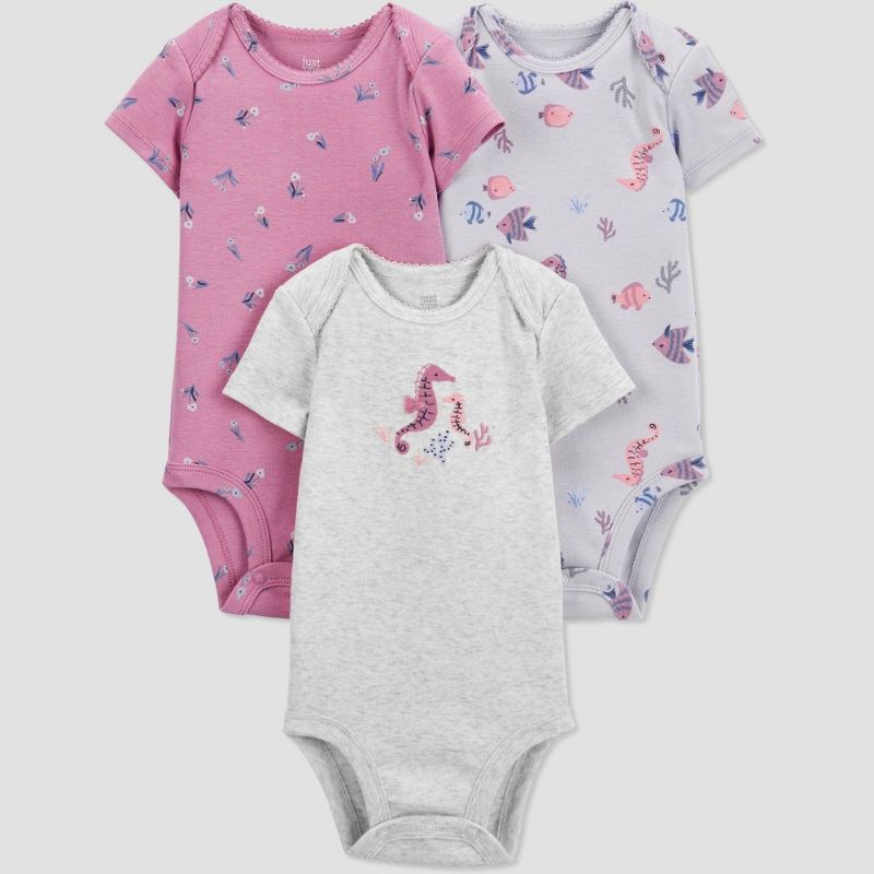 Photo 1 of Baby Girls' 3pk Sea Creatures Bodysuit - Just One You® Made by Carter's Purple/Gray 18M
