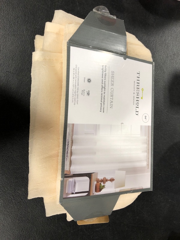 Photo 1 of 1pc 54&#34;x84&#34; Sheer Contrast Edge Window Curtain Panel White/Natural