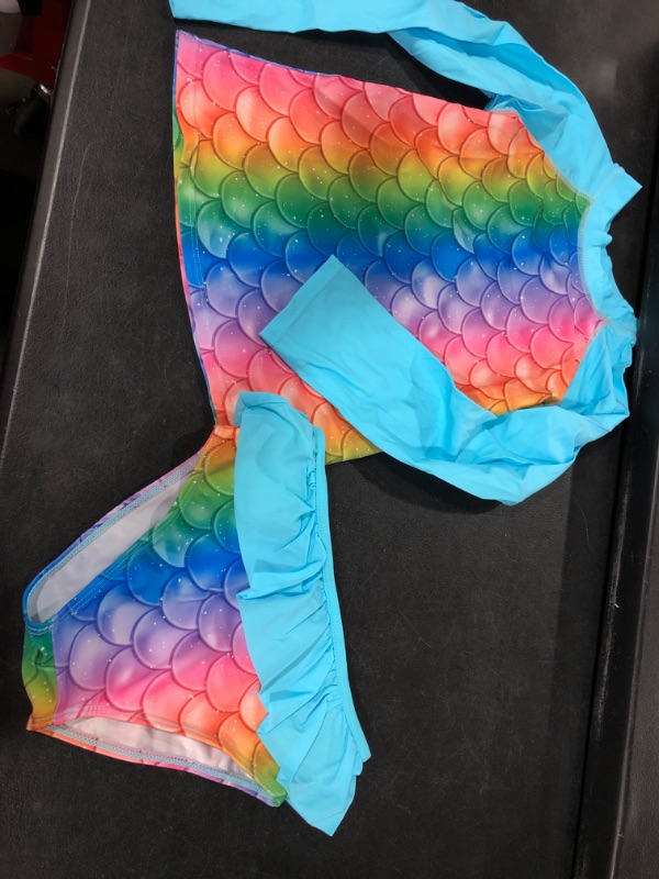 Photo 2 of Lovekider Little Girls Swimsuits Two Pieces Swimwears Rash Guard Set Long Sleeve UPF50+ Bathing Suit for Beach 2-10T Mermaid Scales-2 7-8 Years