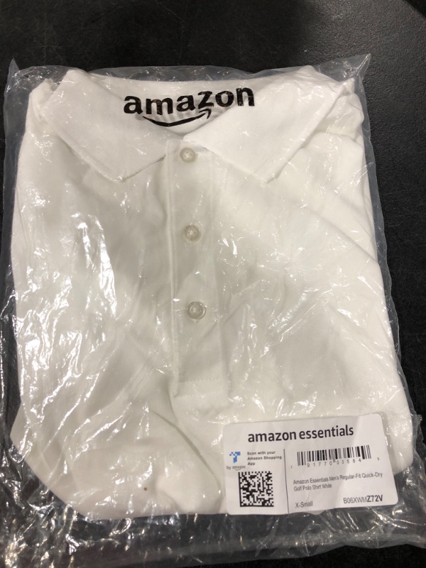 Photo 2 of Amazon Essentials Men's Regular-Fit Quick-Dry Golf Polo Shirt (Available in Big & Tall) Polyester White X-Small