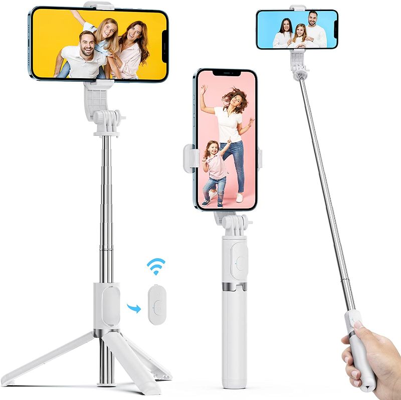 Photo 1 of ATUMTEK 40.5" Selfie Stick Tripod, Extendable & Portable Bluetooth Selfie Stick with Remote for iPhone 13/12/12 Pro/11/XS/XR/X/8/7 Plus, Samsung, Huawei, Google, LG, Sony Android Smartphones, White
