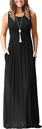 Photo 1 of AUSELILY Women's Summer Sleeveless Loose Maxi Dress Casual Long Dress with Pockets
Large 