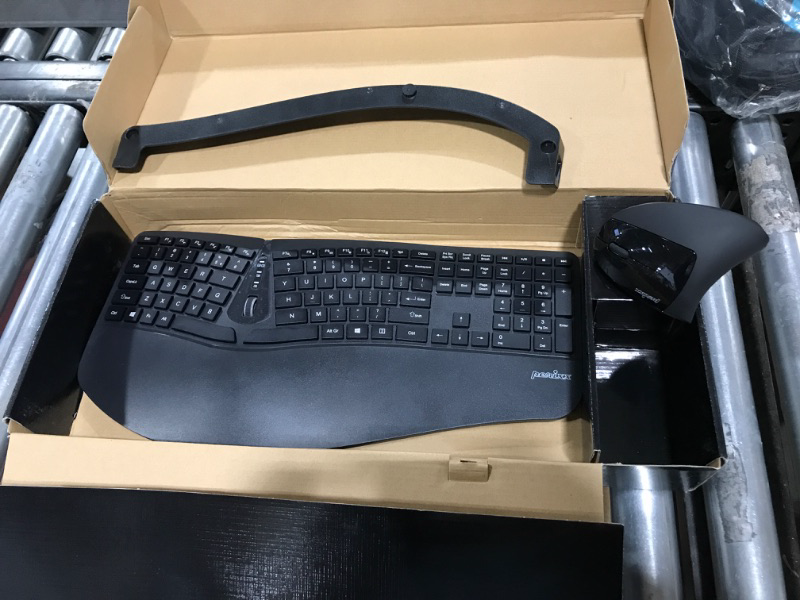 Photo 3 of Perixx Periduo-605, Wireless Ergonomic Split Keyboard and Vertical Mouse Combo, Adjustable Palm Rest and Membrane Low Profile Keys, Black, US English Layout (11633)