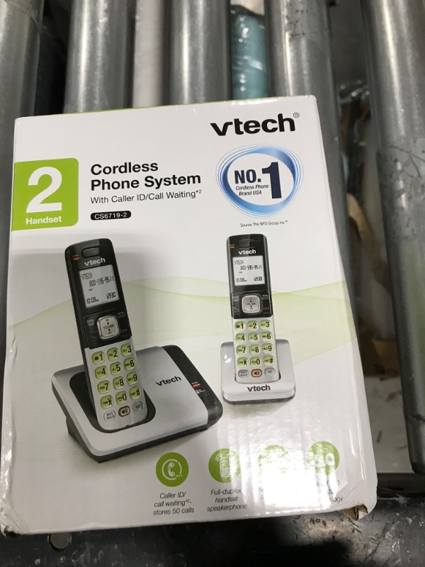 Photo 2 of VTech CS6719-2 2-Handset Expandable Cordless Phone with Caller ID/Call Waiting, Handset Intercom & Backlit Display/Keypad, Silver Silver 2 Handsets Phone