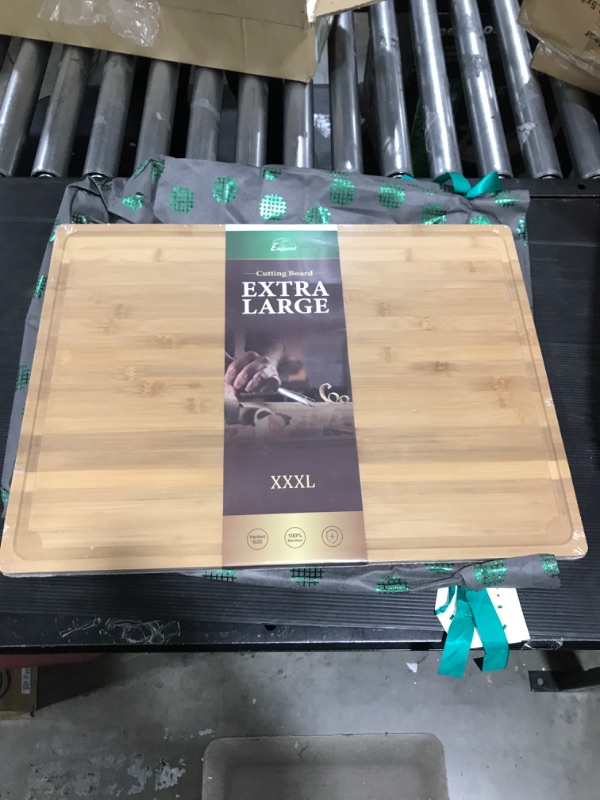 Photo 2 of 3XLarge Cutting Board, 24" Bamboo Cutting Boards for Kitchen with Juice Groove and Handles Kitchen Chopping Board for Meat Cheese board Heavy Duty Serving Tray, 3XL, Empune 3XL:24''L*18''W
