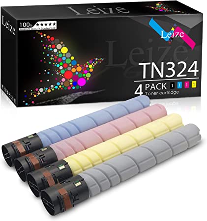 Photo 1 of Leize Compatible TN324 Toner Cartridge Replacement for Konica Minolta TN324 TN-324 for Bizhub C258 C308 C368 Printer TN324K TN324C TN324M TN324Y - Black 28,000 & Color 26,000 Pages [KCMY 4-Pack]