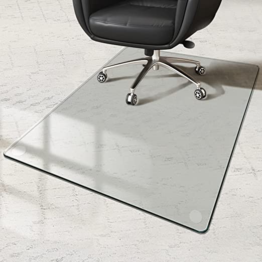 Photo 1 of  36" x 46" Office Chair Mat Tempered Glass Chair Mat, Highly Transparent Floor Mat, 1/5" Thick Office Chair Mat, Office Chair Mat for Carpet or Hardwood Floor with 4 Anti-Slip Pads