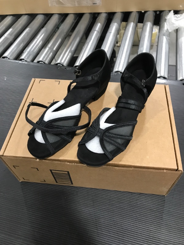 Photo 3 of Low Heel Womens Ballroom Latin Salsa Dance Shoes for Social Beginner Low Heel Practice Dancing Sandals 1.5" Heel LX02(8,Black-1.5 Inch Heel)
Size 7.5