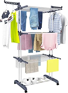 Photo 1 of HOMIDEC Clothes Drying Rack, Oversized 4-Tier(67.7" High) Foldable Stainless Steel Drying Rack Clothing, Movable Drying