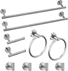 Photo 1 of  Brushed Nickel Bathroom Hardware Set, 10 Piece Bathroom Towel bar+Towel Ring+Toilet Paper Holder+ Robe Towel Hook, SUS304 Stainless Steel Bathroom Accessory Set