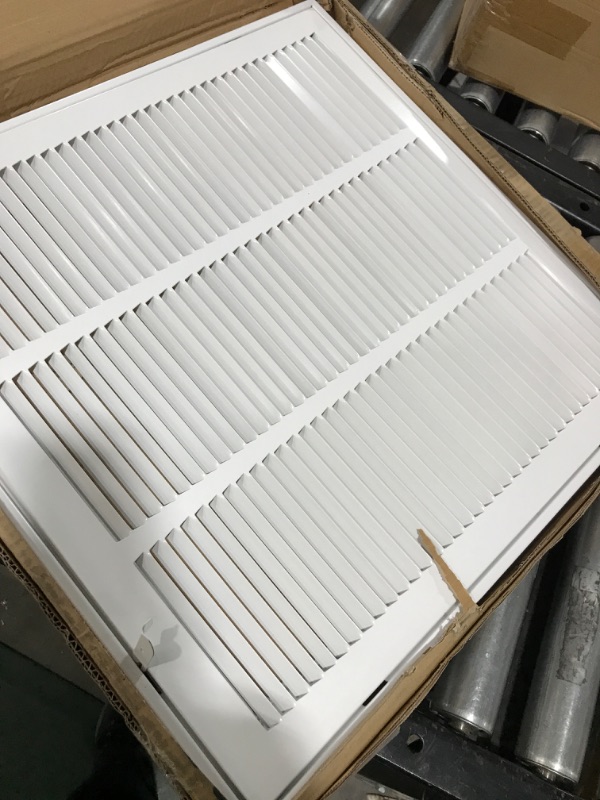 Photo 2 of 18" X 18" Steel Return Air Filter Grille for 1" Filter - Fixed Hinged - Ceiling Recommended - HVAC Duct Cover - Flat" Stamped Face - White
