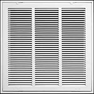 Photo 1 of 18" X 18" Steel Return Air Filter Grille for 1" Filter - Fixed Hinged - Ceiling Recommended - HVAC Duct Cover - Flat" Stamped Face - White