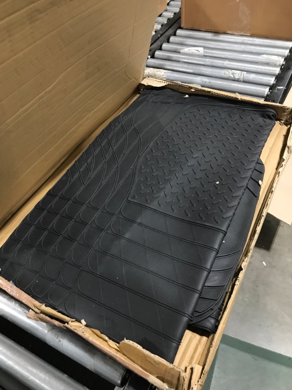 Photo 2 of Amazon Basics 4-Piece All-Weather Protection Heavy Duty Rubber Floor Mats Set with Cargo Liner for Cars, SUVs, and Trucks?Black