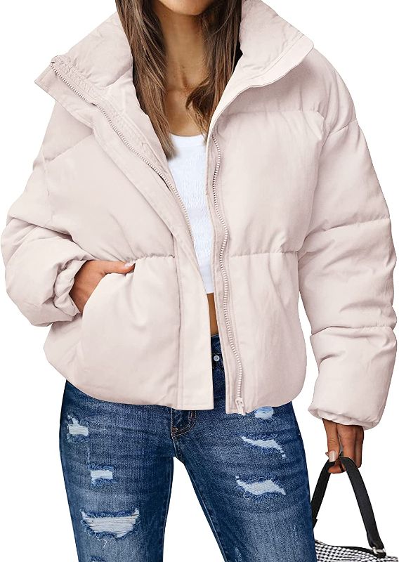 Photo 1 of MEROKEETY Women's Winter Long Sleeve Zip Puffer Jacket Stand Collar (L)