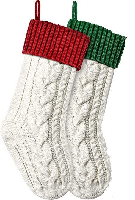 Photo 1 of 18 Inches Christmas Stockings Cable Knitted Xmas Stocking Large Fireplace Stockings