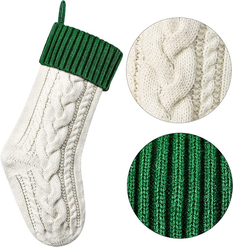 Photo 1 of (2 PC) 18 Inches Christmas Stockings Cable Knitted Xmas Stocking Large