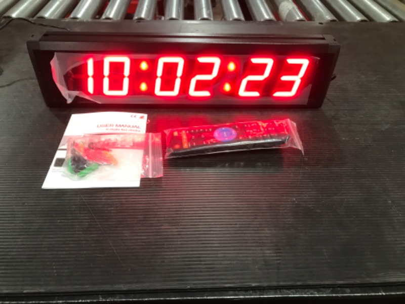 Photo 1 of Ledgital Countdown Timer Cock, Digital Wall Clock for Conference/Church/Classroom/Gym with EMOM Timer, Large Wall Mount Digial Wall Clock with 12/24 Hour Display, w/ IR Remote