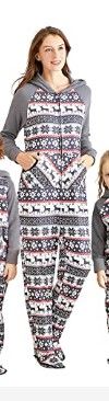 Photo 1 of IFFEI Christmas PJ's Festival Snowflake Plush Cozy Warm Onesie - Women - Large - Grey