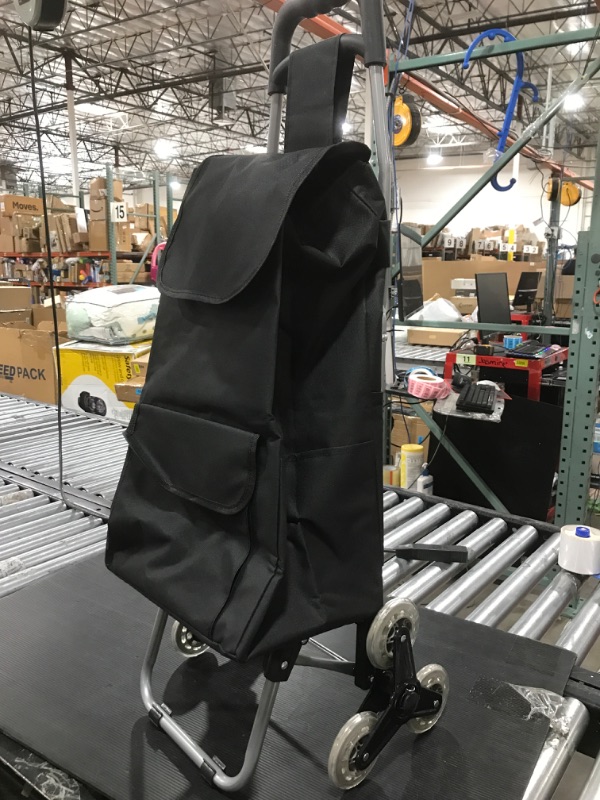 Photo 2 of  Folding Shopping Cart Portable - Rolling Swivel Wheels - Black