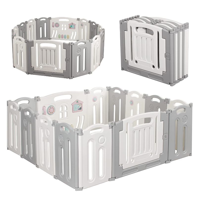 Photo 1 of Foldable playpen (gray-white)