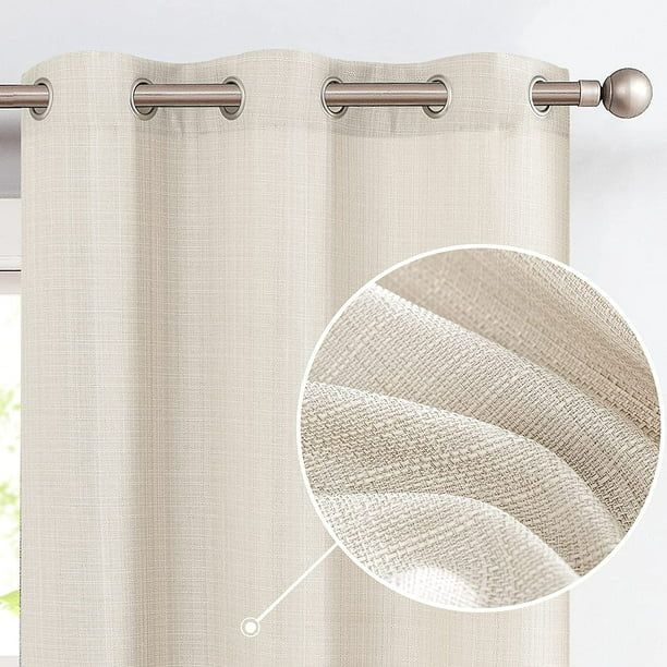 Photo 1 of  Linen Textured Curtains 84 inches Beige Bedroom