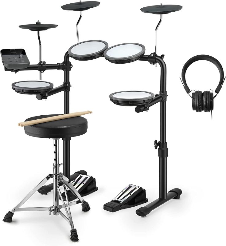 Photo 1 of Donner DED-70 Electric Drum Set, Quiet Electronic Drum Kit for Beginner with Mesh Pad, Portable Drum Set Support Portable Charger Supply, Drum Throne, Sticks Headphone kids
