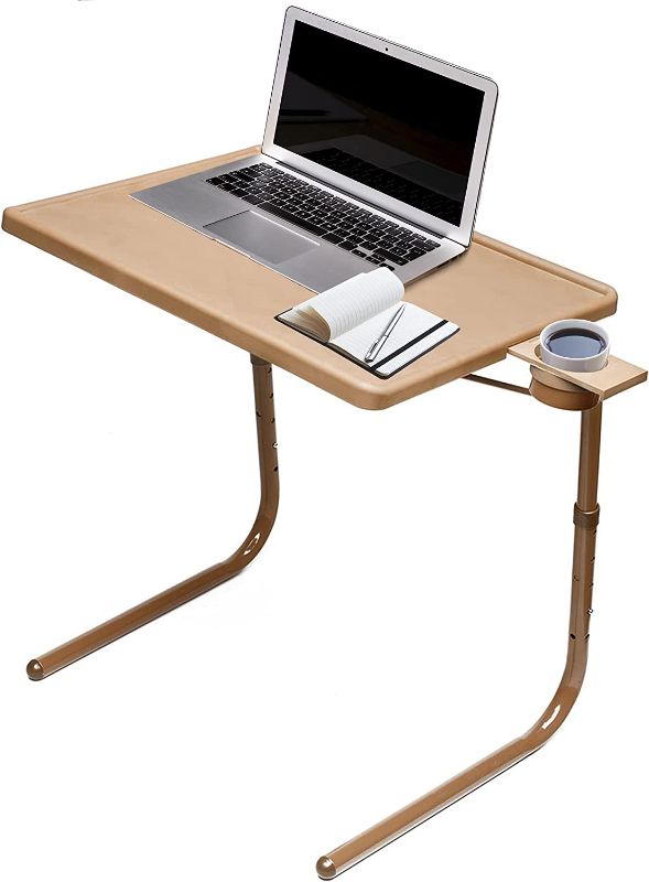 Photo 1 of Table Mate II TV Tray Table - Folding TV Dinner Table, Couch Table Trays for Eating Snack Food, Stowaway Laptop Stand, Portable Bed Dinner Tray - Adjustable TV Table with 3 Angles, Cup Holder, Mocha
