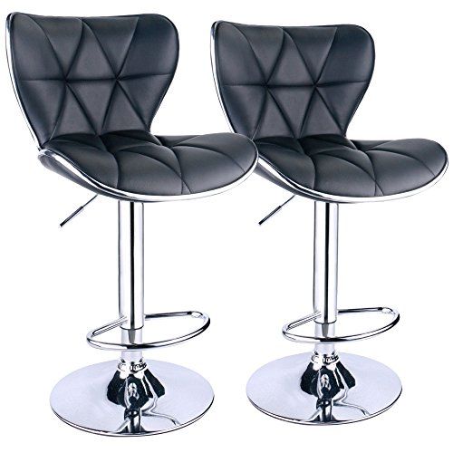 Photo 1 of Adjustable Swivel Shell Back Hydraulic Chair Bar Stools Set of 2?Black
