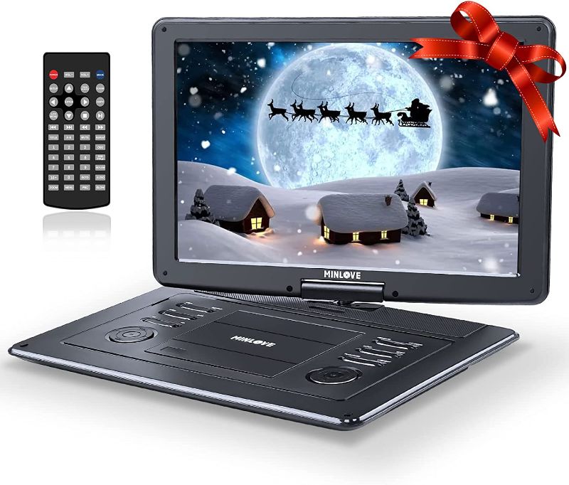 Photo 1 of MINLOVE 17.9" Portable DVD Players, DVD Player for Car with 15.6" Large HD Screen/6 Hrs Rechargeable Battery/Car Charger, Region Free, Support AV in&Out/CD/DVD/SD Card/USB, Black
