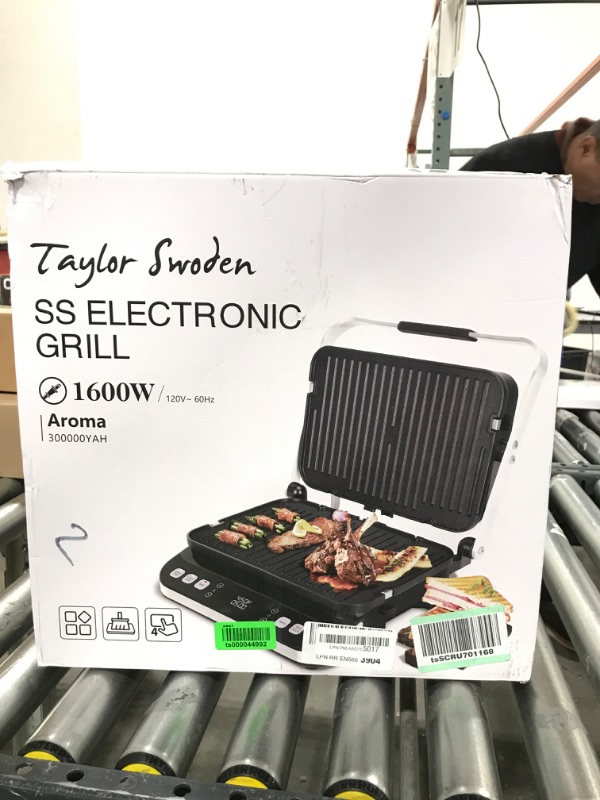 Photo 2 of 10 in 1 Panini Press Sandwich Maker, Taylor Swoden 1600W Electric Indoor Grill with Non-Stick Double Sided Plates, LED Touch Screen, Independent Temperature Control, Opens 180 Degrees, Stainless Steel