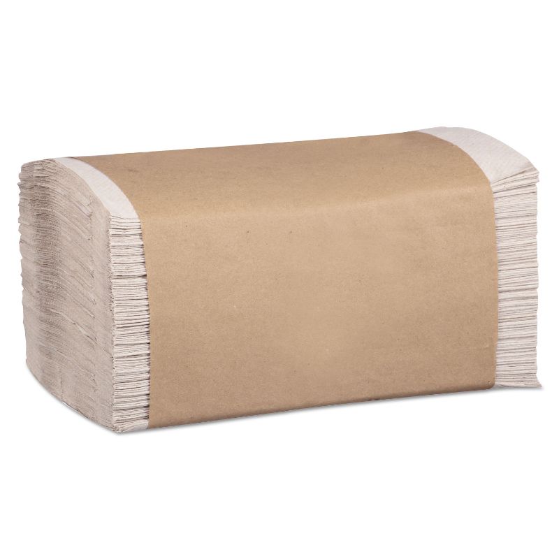 Photo 1 of 100% Recycled Folded Paper Towels, 1-Ply, 8.62 X 10 1/4, Natural, 334/PK,12PK/CT