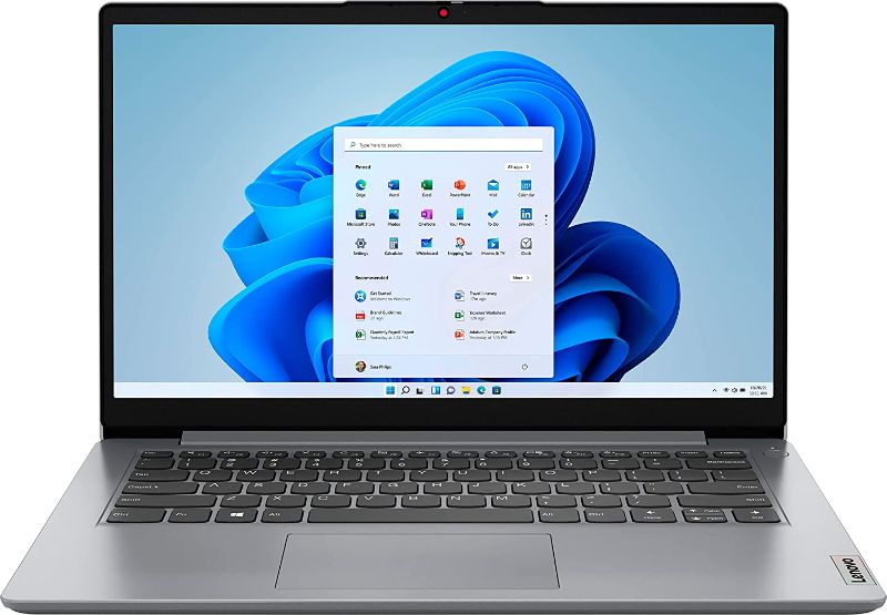 Photo 1 of Lenovo IdeaPad 1 14 Laptop, 14.0" HD Display, Intel Celeron N4020, 4GB RAM, 64GB Storage, Intel UHD Graphics 600, Win 11 in S Mode, Cloud Grey
