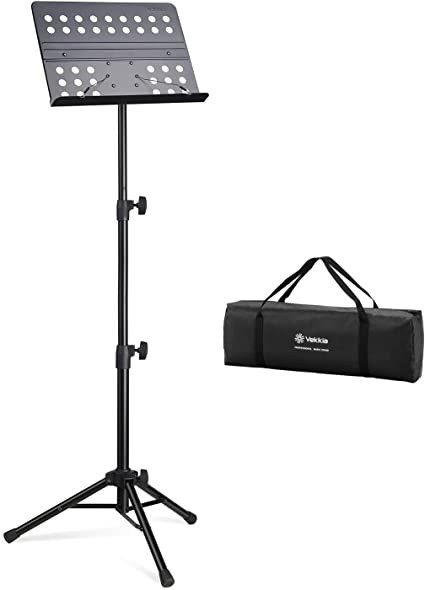 Photo 1 of 70 in Vekkia Sheet Music Stand-Metal Professional Portable Perforated Music Stand with Carrying Bag,Folding Adjustable Music Holder,Super Sturdy suitable for Instrumental Performance & Band & Travel
