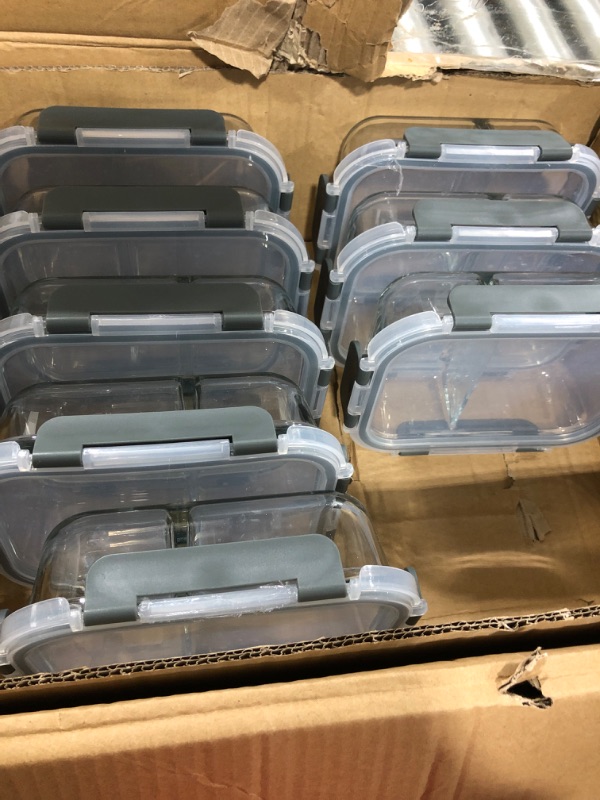 Photo 2 of [8-Pack,22 Oz]Glass Meal Prep Containers 2 Compartments, Airtight Glass Lunch Bento Boxes with Lids, Glass Food Storage Containers, BPA-Free, Microwave, Oven, Freezer and Dishwasher Gray