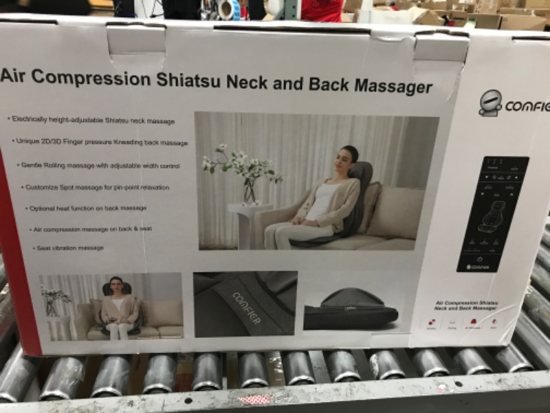 Photo 6 of Comfier Shiatsu Neck & Back Massager with Heat, 2D/3D Kneading Massage Chair Full Body, Chair Massager with Heat & Adjustable Compression, Massage Seat for Full Back, Massage Chair Pad for Men/Women Gray