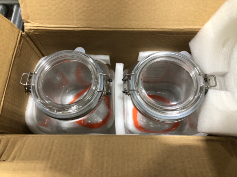 Photo 2 of [UPGRADE] 2 Pack Square Super Wide Mouth Airtight Glass Storage Jars with Lids, 1.1 Gallon Glass Jars with 2 Measurement Marks, Canning Jars with Leak-proof Lid for Kitchen(Extra Label, Pen and Gasket)