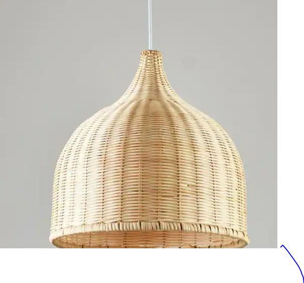 Photo 1 of 18 in. 1-Light Hand-Woven Bamboo Wicker Rattan Lantern Pendant Light with Adjustable Cord