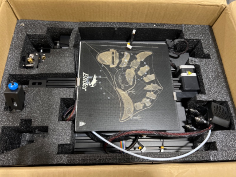 Photo 3 of Creality Ender 3 V2 3D Printer Upgraded Silent Motherboard MeanWell Power Supply and Carborundum Glass Platform Resume Print, Comes with 1.75mm Filament Print Size 8.66x8.66x9.84 inch

