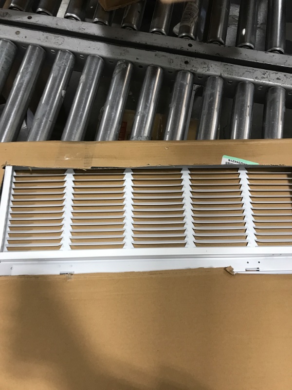 Photo 2 of 30" X 8 Steel Return Air Filter Grille for 1" Filter - Fixed Hinged - Ceiling Recommended - HVAC DUCT COVER - Flat Stamped Face - White [Outer Dimensions: 32.5 X 9.75] 30 X 8