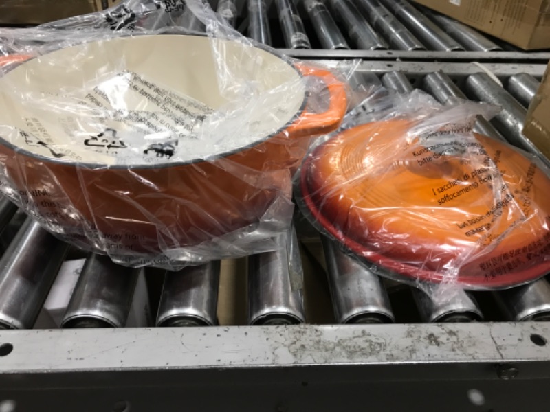 Photo 2 of Amazon Basics Enameled Cast Iron Covered Dutch Oven, 6-Quart, Orange Orange 6-Quart Oven