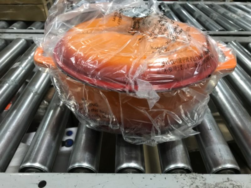 Photo 2 of Amazon Basics Enameled Cast Iron Covered Dutch Oven, 6-Quart, Orange Orange 6-Quart Oven