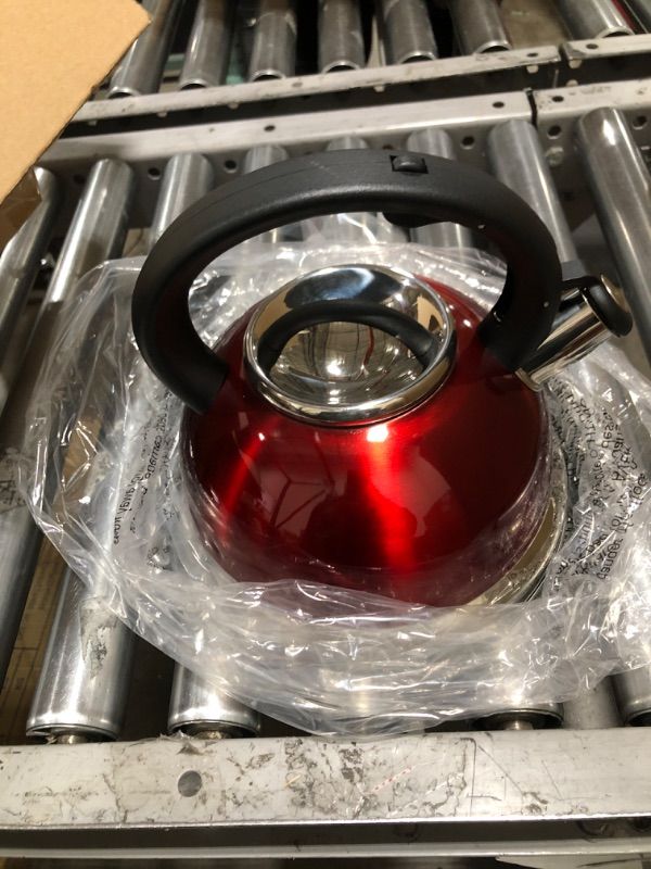 Photo 2 of Amazon Basics Stainless Steel Tea Kettle, 2.5-Quart, Red