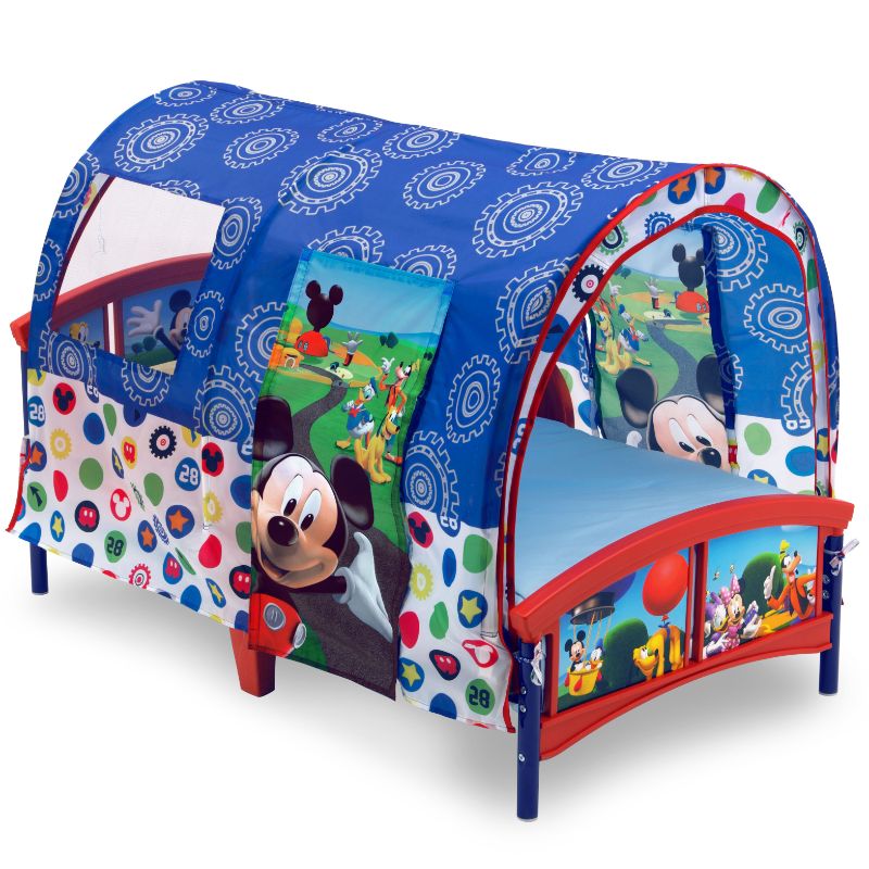 Photo 1 of Delta Children Disney Mickey Mouse Plastic Toddler Canopy Bed, Blue (1479337)
