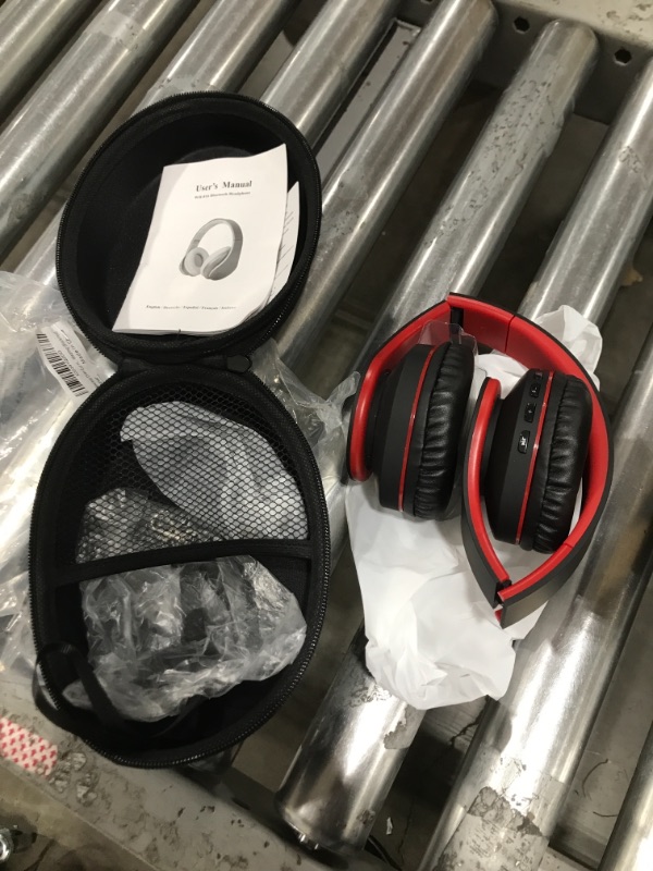 Photo 1 of Bluetooth Headphones Over-Ear, Zihnic Foldable Wireless and Wired Stereo Headset Micro SD/TF, FM for Cell Phone,PC,Soft Earmuffs &Light Weight for Prolonged Wearing (Black/red) Black Red