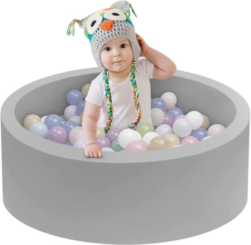 Photo 1 of HARBOLLE Baby Ball Pit Soft Round Memory Foam Ball Pits NOT Included Balls Indoor Outdoor Playpen for Babies Toddlers Kids Infants for Girls Boys, Gray